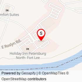Hampton Inn Petersburg-Southpark Mall on East Roslyn Road, Colonial Heights Virginia - location map