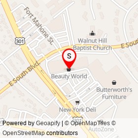 Beauty World on South Crater Road, Petersburg Virginia - location map