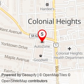 AutoZone on Boulevard, Colonial Heights Virginia - location map
