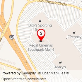 Regal Cinemas Southpark Mall 6 on Southpark Circle, Colonial Heights Virginia - location map