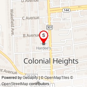 Hardee's on A Avenue, Colonial Heights Virginia - location map