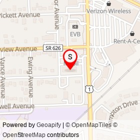 Dante's Pizzeria on Cloverhill Avenue, Colonial Heights Virginia - location map