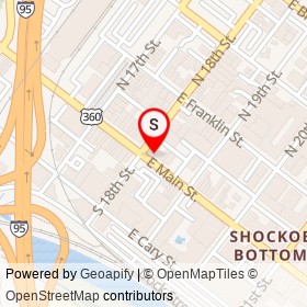 Shockhoe Market on East Main Street, Richmond Virginia - location map