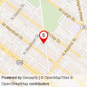 Gwarbar on West Clay Street, Richmond Virginia - location map