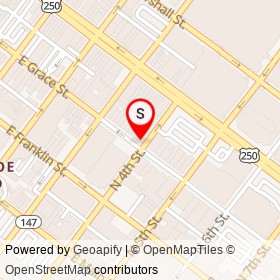 Rappahannock Restaurant on East Grace Street, Richmond Virginia - location map