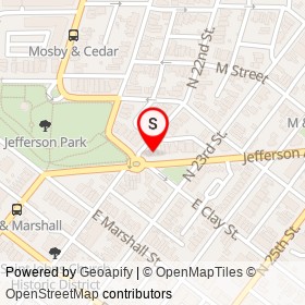 Alamo BBQ on Jefferson Avenue, Richmond Virginia - location map