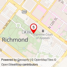 Virginia Civil Rights Monument on North 11th Street, Richmond Virginia - location map