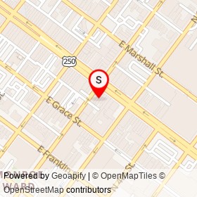 Middle of Broad on East Broad Street, Richmond Virginia - location map