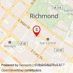 Padow's Deli on East Main Street, Richmond Virginia - location map