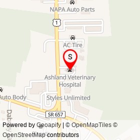 Ashland Veterinary Hospital on South Washington Highway, Ashland Virginia - location map