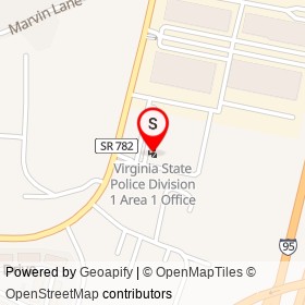 Virginia State Police Division 1 Area 1 Office on Lakeridge Parkway,  Virginia - location map