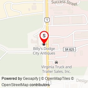 Billy's Dodge City Antiques on Washington Highway, Ashland Virginia - location map