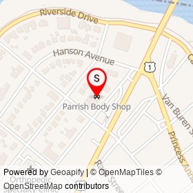 Parrish Body Shop on Wallace Street, Fredericksburg Virginia - location map
