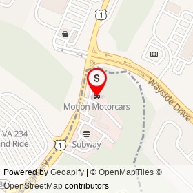 Motion Motorcars on Jefferson Davis Highway, Dumfries Virginia - location map