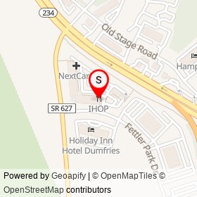 IHOP on Fettler Park Drive, Dumfries Virginia - location map